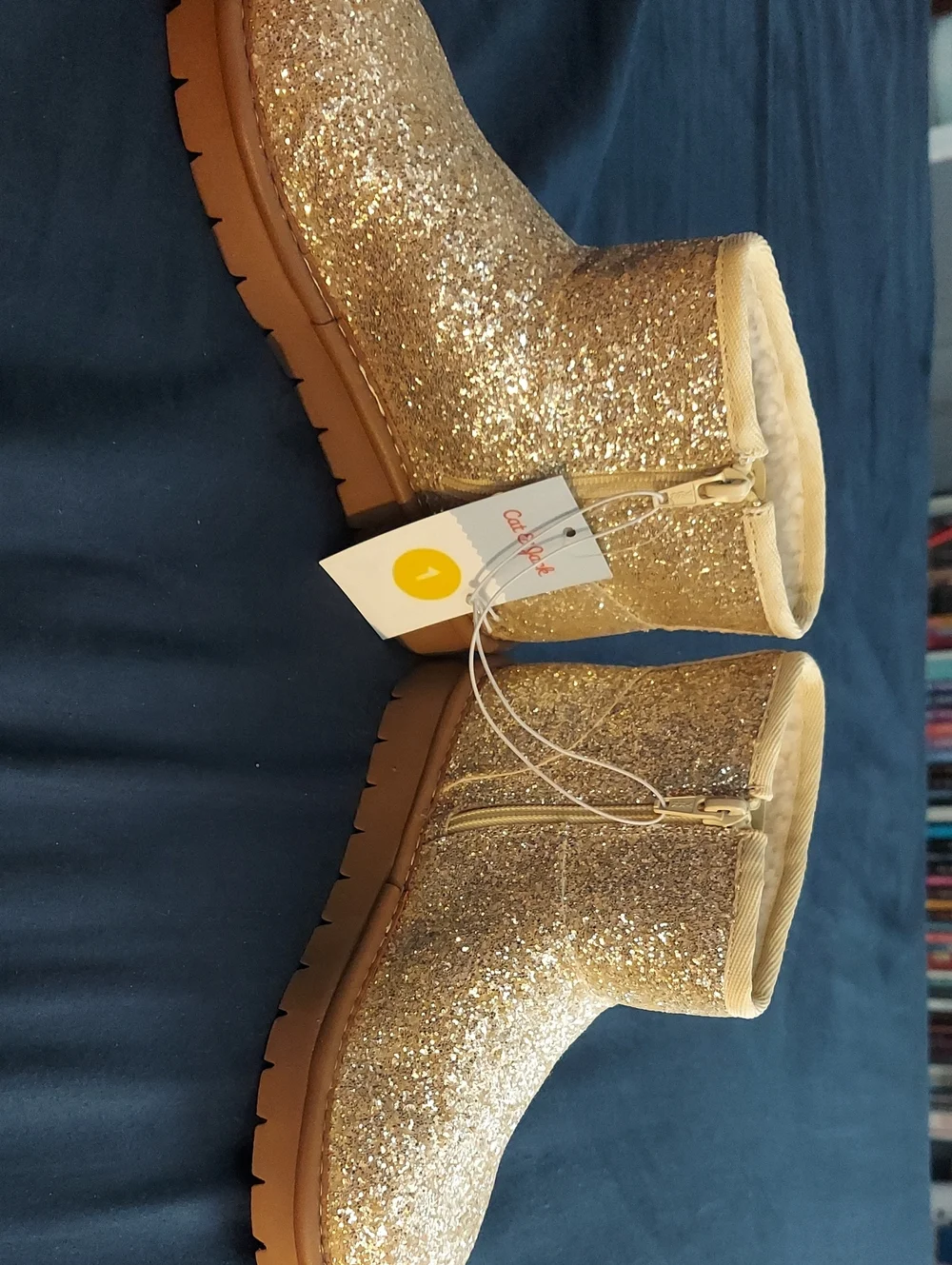 Girls Gold Glitter Chelsea Boots